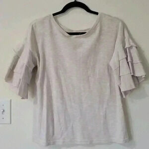 A.N.A cream ruffle sleeve blouse size small